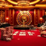 Enjoying a thrilling game at u888 casino, featuring glamorous tables and vibrant poker chips.