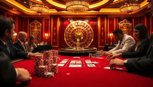 Enjoying a thrilling game at u888 casino, featuring glamorous tables and vibrant poker chips.