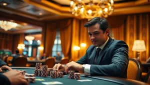 Jouer au meilleur casino en ligne pour les francais avec des jetons et des cartes sur la table.