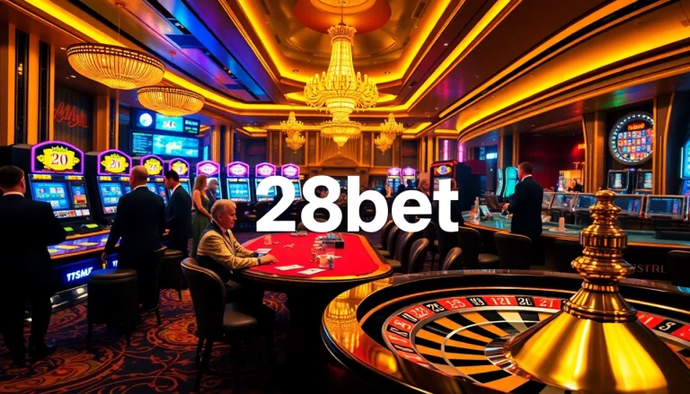 Players enjoying an exciting game of poker at the 28bet casino.