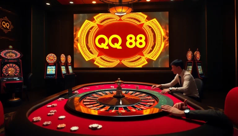 People enjoying games at a luxurious casino featuring QQ 88 gaming experiences.